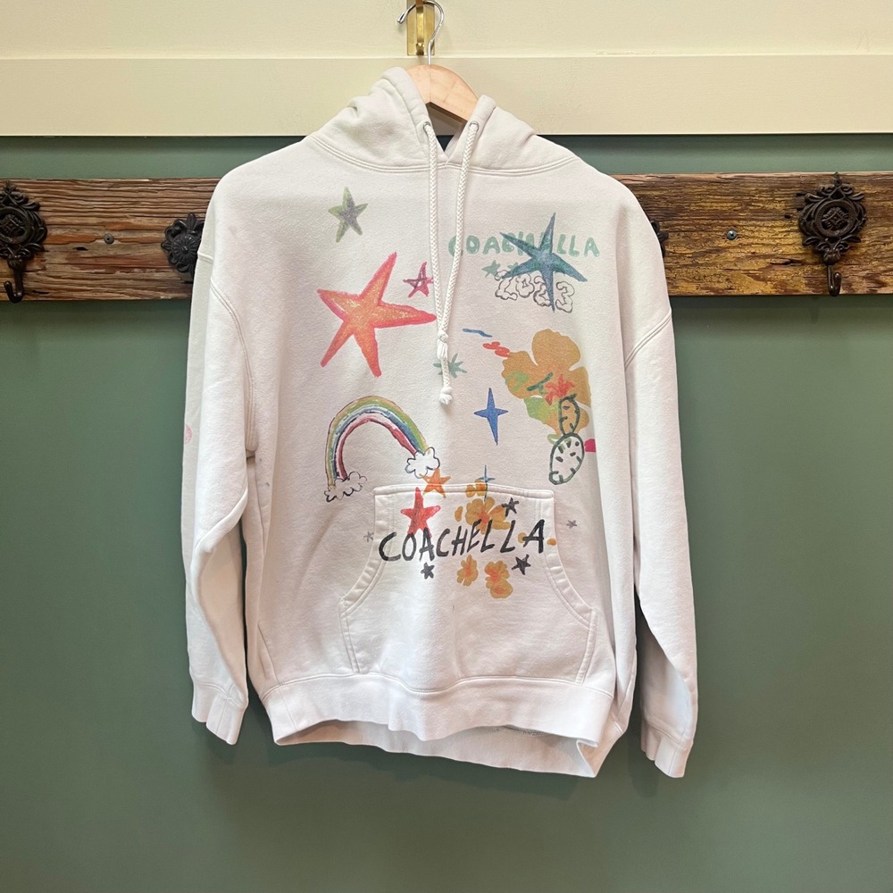 Coachella 2023 Official Festival Graphic Hoodie Cream Multi-Color Desert Art